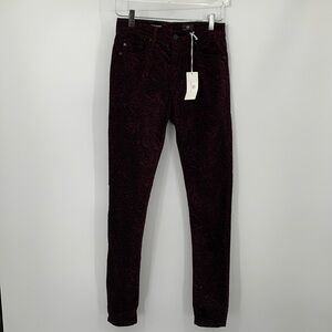 AG Adriano Goldschmied Farrah Skinny velvet corduroy pants jeans paisley new 27